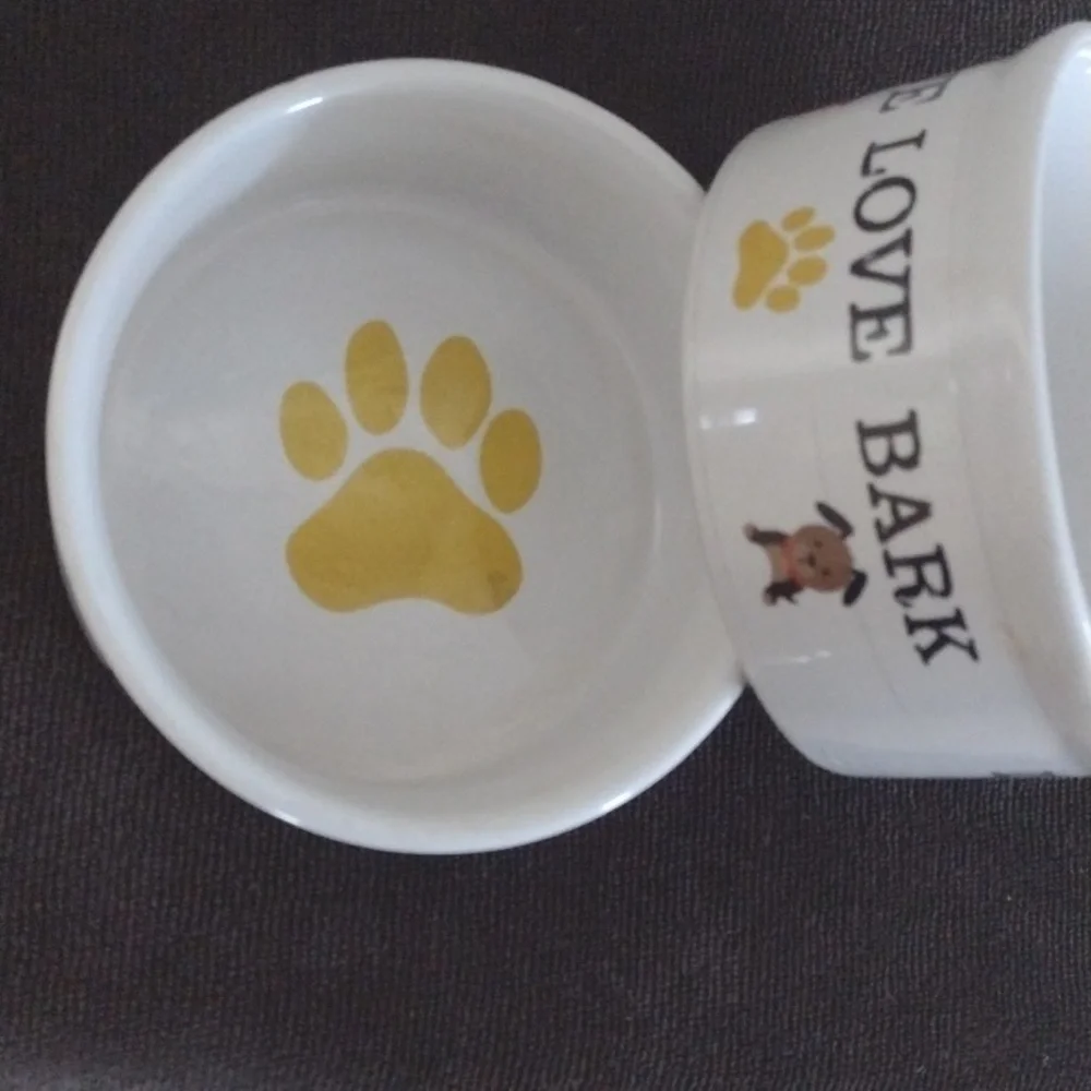 Puppy Bowls Live Love Bark Hand Painted with Paw Print Gibson 10 Oz